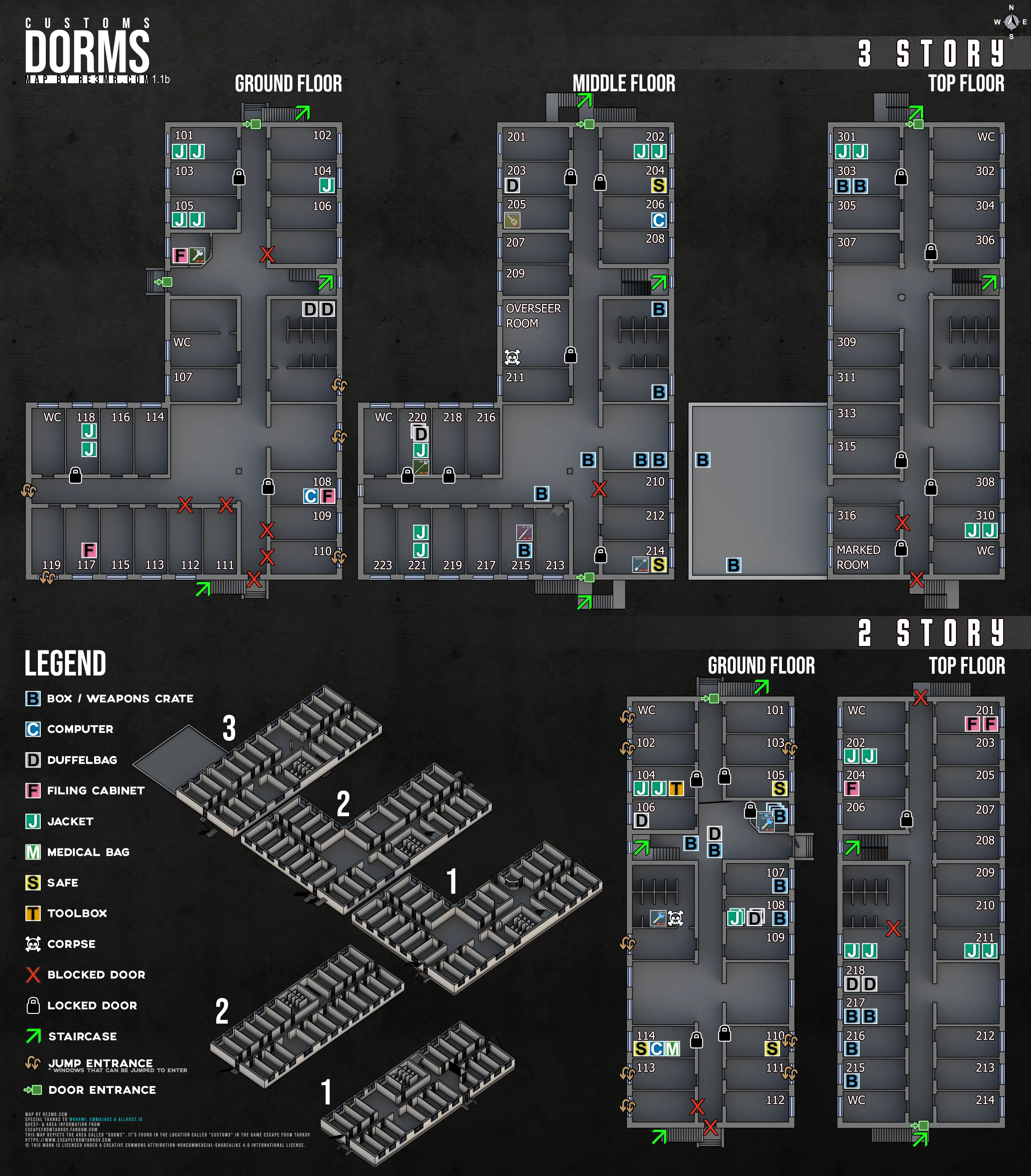 Map Customs Dorms 2D from Escape from Tarkov